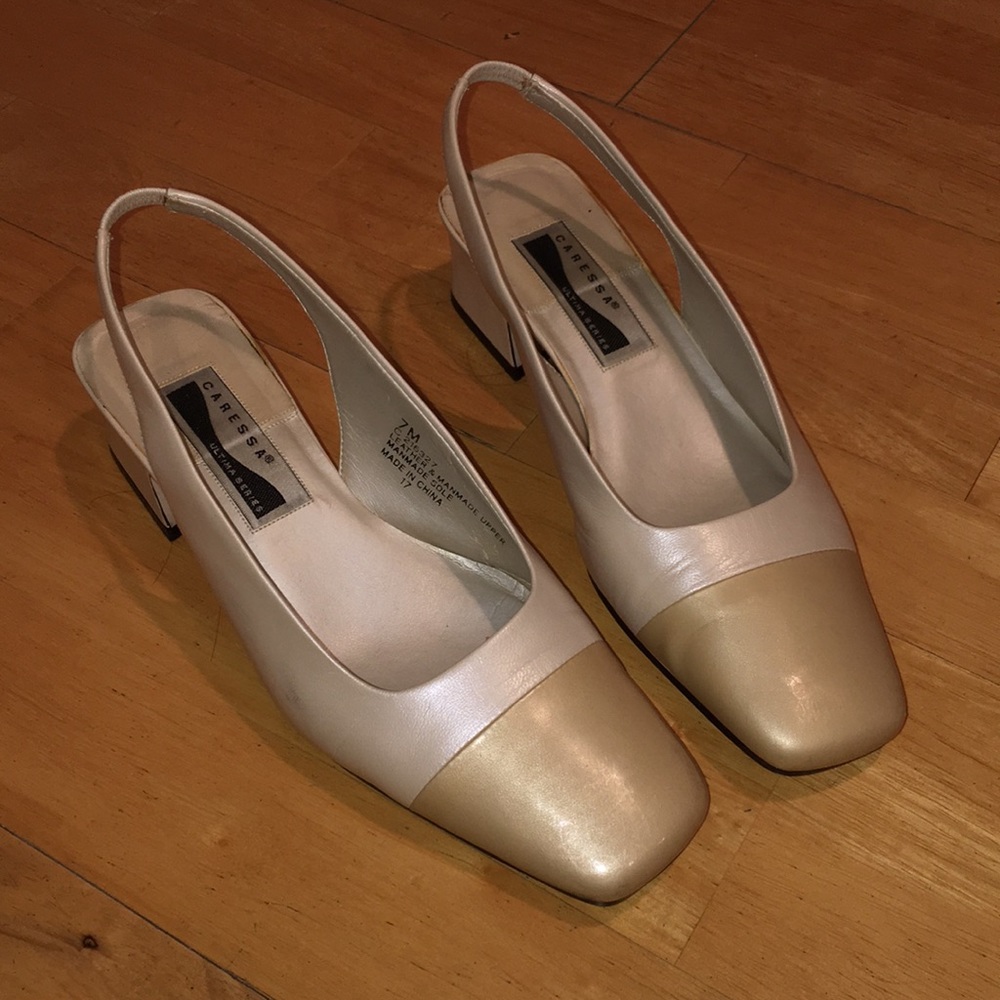 Square capped toe heels